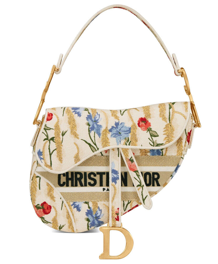 Christian Dior Saddle Bag Canvas with Leather Yellow